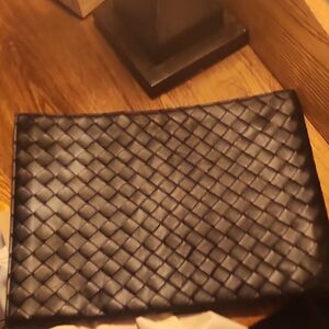 Bottega Veneta Black Leather Key Fob with Embossed Logo